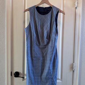 Banana Republic Blue Checkered Midi Dress